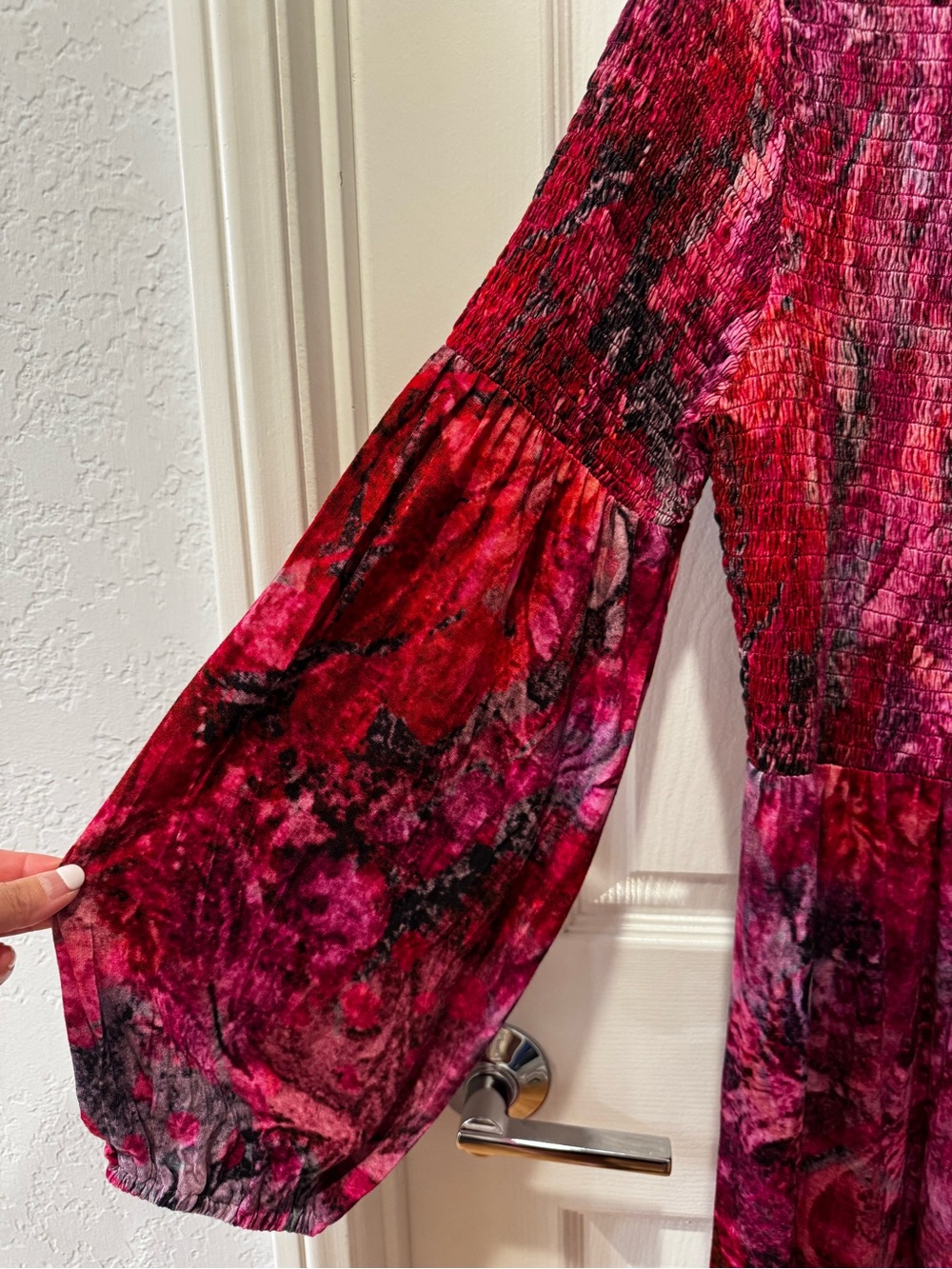 Soft Surrounding Beunissima Colorful Floral Smocked Long Sleeves Maxi Dress M - Picture 6 of 9